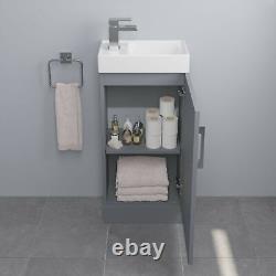 Meuble de salle de bain moderne pour toilettes et lavabo 900mm en gris brillant