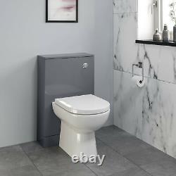 Meuble de salle de bain moderne pour toilettes et lavabo 900mm en gris brillant