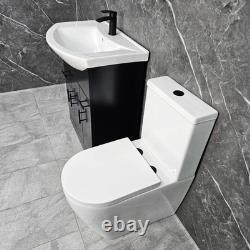Meuble de salle de bain noir avec poignées noires, ensemble de toilettes Tornado à dos fermé de 750 mm