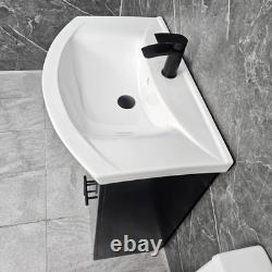 Meuble de salle de bain noir avec poignées noires, ensemble de toilettes Tornado à dos fermé de 750 mm
