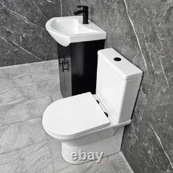 Meuble de salle de bain noir avec poignées noires, toilette à dos fermé de 550 mm