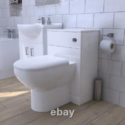 Meuble de salle de bain sur pied Nes Home avec lavabo blanc, unité WC et toilettes BTW à hauteur confortable.
