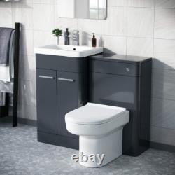 Meuble de salle de bains Anthracite Nes Home 1000mm avec unité WC et toilette adossée au mur