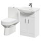 Meuble-lavabo 2 Portes Neiva Gloss White 550 Mm En Gros Pour Salle De Bains, Avec Dos Ouvert Et Toilette