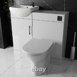 Meuble lavabo 500mm avec WC à poser contre le mur, réservoir carré, robinet en plaque noire et vidage