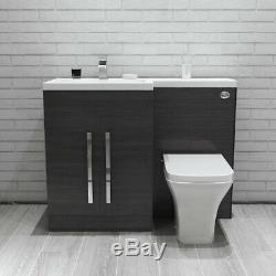 Meuble-lavabo De Salle De Bain Combi Design Gris Lh Avec Lavabo + Toilette Murale