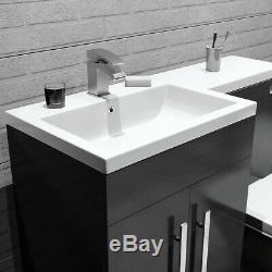 Meuble-lavabo De Salle De Bain Combi Design Gris Lh Avec Lavabo + Toilette Murale