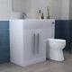 Meuble-lavabo De Salle De Bain Combiné Design Blanc Lh Avec Lavabo Et Toilette Murale