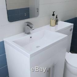Meuble-lavabo De Salle De Bain Combiné Design Blanc Lh Avec Lavabo Et Toilette Murale