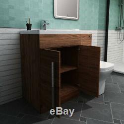 Meuble-lavabo De Salle De Bains Design Combiné Noyer Lh Avec Lavabo Et Toilettes Suspendues Au Mur