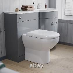 Meuble-lavabo Nes Home 1100mm pour main droite, WC, toilettes murales gris clair