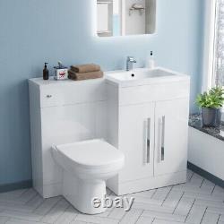 Meuble-lavabo avec vasque à droite de 1100 mm et toilettes BTW blanc James