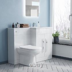 Meuble-lavabo avec vasque à droite de 1100 mm et toilettes BTW blanc James