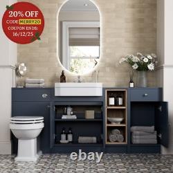 Meuble sous lavabo 1820 mm avec toilettes suspendues, étagère de rangement, combinaison de meubles bleus