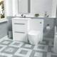 Meuble Sous-lavabo Blanc Nes Home 1100mm, Unité Wc Et Toilettes Rondes à Poser Contre Le Mur