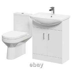 Meuble sous-vasque Neiva blanc brillant 650 mm à 2 portes avec dos ouvert pour toilettes sanitaires en gros