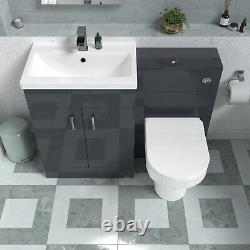 Meuble sous-vasque Nes 1100mm gris foncé, unité de WC et toilette suspendue