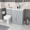 Meuble Sous-vasque Nes Home Gris Mat Rh 1100 Mm Avec Lavabo Et Wc Sans Bride Adoss&eacute; Au Mur