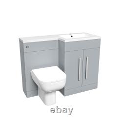 Meuble sous-vasque Nes Home gris mat RH 1100 mm avec lavabo et WC sans bride adossé au mur