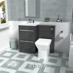 Meuble sous vasque anthracite Nes Home, meuble WC et toilette sans rebord adossée au mur
