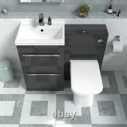 Meuble sous vasque anthracite Nes Home, meuble WC et toilette sans rebord adossée au mur