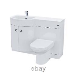 Meuble sous-vasque blanc LH 1100 mm avec lavabo blanc et WC Eslo à poser contre le mur