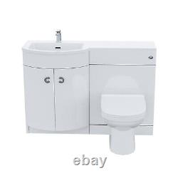 Meuble sous-vasque blanc LH 1100 mm avec lavabo blanc et WC Eslo à poser contre le mur