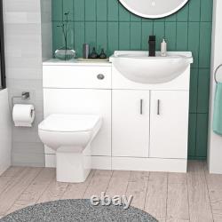 Meuble sous-vasque blanc Nes Home 1000mm, unité WC et toilettes BTW sans bord blanc