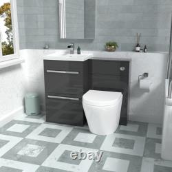 Meuble sous vasque, meuble WC et toilette sans bride adossée au mur Nes Home anthracite