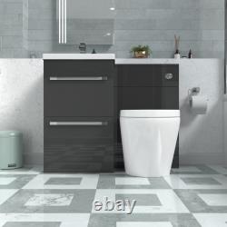 Meuble sous vasque, meuble WC et toilette sans bride adossée au mur Nes Home anthracite