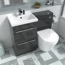 Meuble sous vasque, meuble WC et toilette sans bride adossée au mur Nes Home anthracite