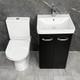 Meuble Sous Vasque Noir Pour Salle De Bain 500 Mm Avec Wc &agrave; Dos Ferm&eacute; Et Poign&eacute;es Chrom&eacute;es
