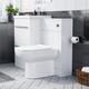 Meuble Sous-vasque Sur Pied 1000 Mm &agrave; 2 Tiroirs, Blanc Brillant, Avec Wc &agrave; Poser Contre Le Mur