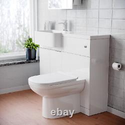 Meuble sur pied blanc Nes Home 1000mm avec lavabo, unité WC et toilettes à gauche