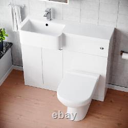 Meuble sur pied blanc Nes Home 1000mm avec lavabo, unité WC et toilettes à gauche