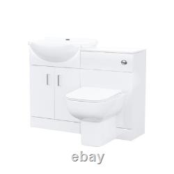 Meuble vasque Dyon 950 mm, meuble WC et toilette sans bride à poser contre le mur, blanc