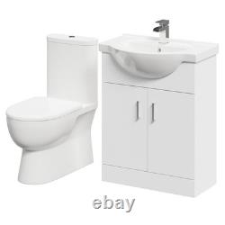 Meuble vasque Lima blanc brillant 650 mm à 2 portes avec dos fermé pour toilettes domestiques en gros