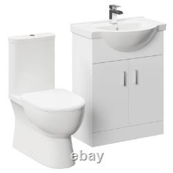 Meuble vasque Lima blanc brillant 650 mm à 2 portes avec dos fermé pour toilettes domestiques en gros