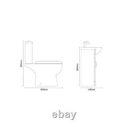 Meuble vasque Lima blanc brillant 650 mm à 2 portes avec dos ouvert et toilettes ouvertes en gros