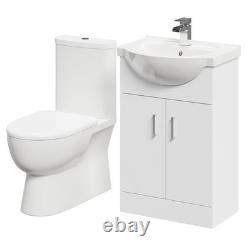 Meuble vasque Lima brillant blanc 550 mm à 2 portes avec dos fermé et toi