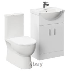 Meuble vasque Lima brillant blanc 550 mm à 2 portes avec dos fermé et toi