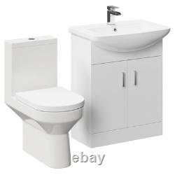 Meuble vasque Neiva Gloss White 650 mm à 2 portes et ensemble WC à dos ouvert