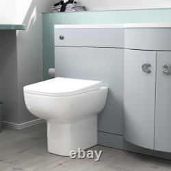 Meuble vasque Nes Home 1100 mm gauche gris mat, meuble WC et toilette blanche à poser contre le mur