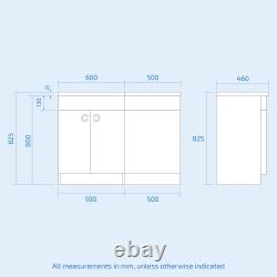 Meuble vasque Nes Home 1100 mm gauche gris mat, meuble WC et toilette blanche à poser contre le mur