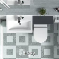 Meuble vasque Nes Home 1100 mm gris foncé et WC sans bride dos au mur
