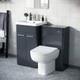 Meuble Vasque Wc Nes Home Gris Fonc&eacute; 500 Mm Avec Toilette Suspendue Adoss&eacute;e Sans Rebord Et B&acirc;ti-support<br/>