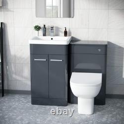 Meuble vasque WC Nes Home gris foncé 500 mm avec toilette suspendue adossée sans rebord et bâti-support
<br/>