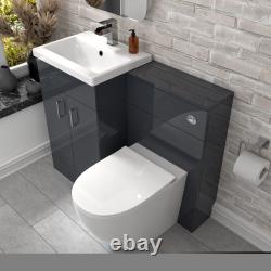 Meuble vasque autoportant Nes Home 1000 mm gris foncé et WC adossé au mur