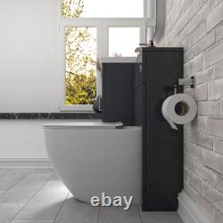 Meuble vasque autoportant Nes Home 1000 mm gris foncé et WC adossé au mur