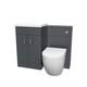 Meuble Vasque Autoportant Gris Fonc&eacute; De 1000 Mm Et Wc Adoss&eacute; Au Mur